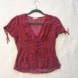 Urban Outfitters Button-Down Tie-Sleeve Blouse